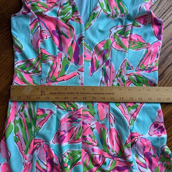 Lilly Pulitzer Briella In The Vias Fit & Flare Posh Ponte Pink Turquoise Dress M - Picture 12 of 14